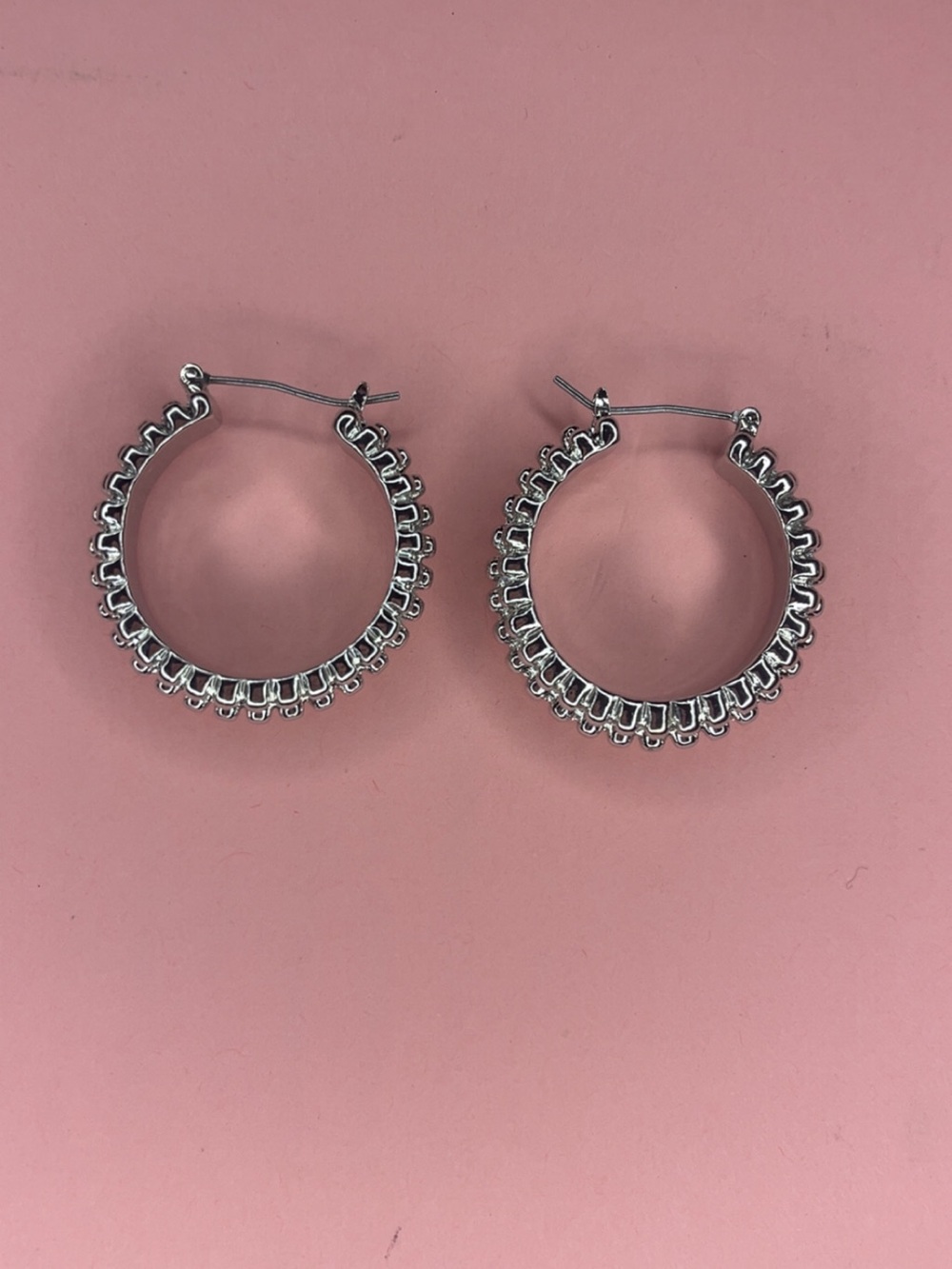 Silver Decorative Hoop Earrings - Women Jewelry